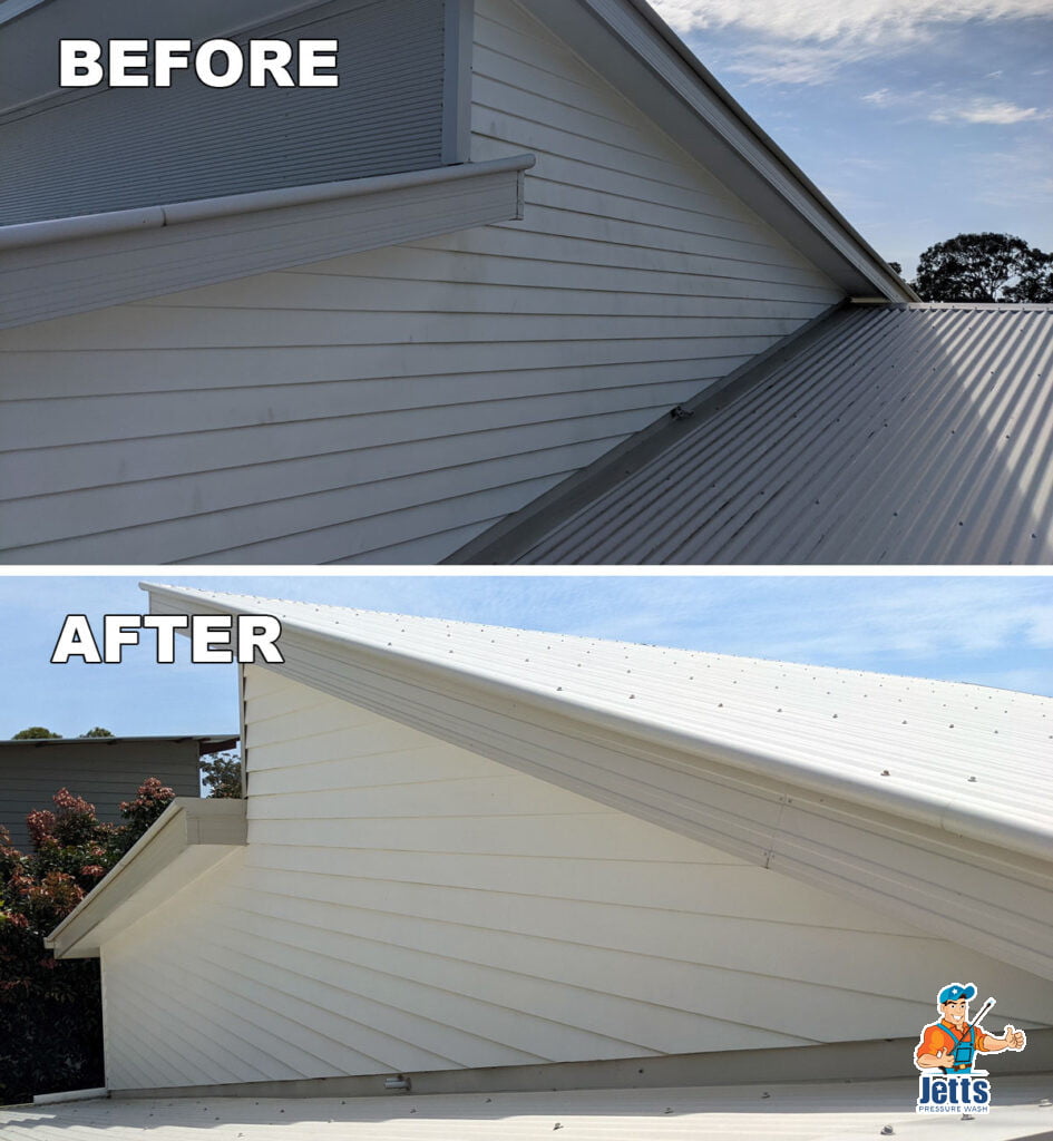 Before and after of external wall clean at Peregian Springs