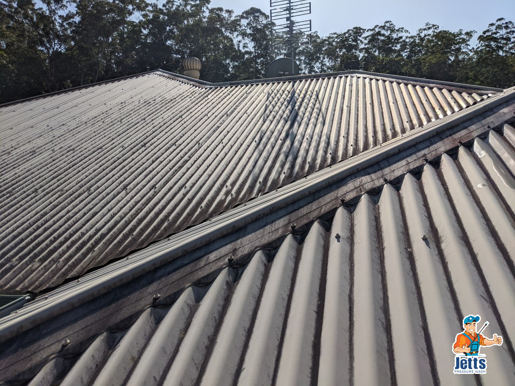 Dirty roof before clean